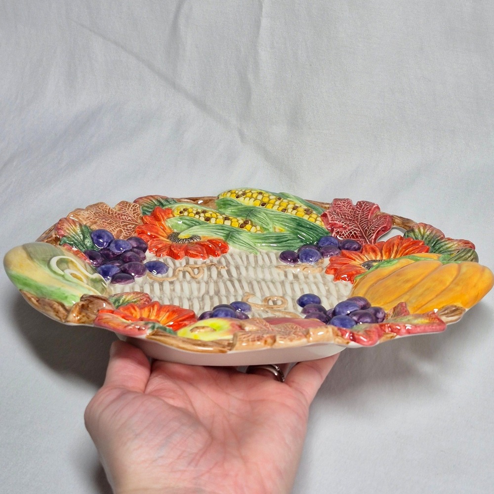 Fitz and Floyd vintage Autumn Bounty ceramic decorative plate - Picture 11 of 12